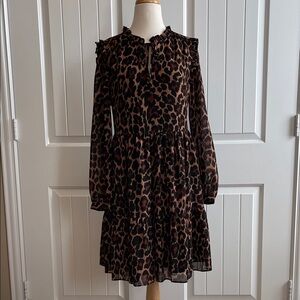 J. Crew Animal Print Long Sleeve Dress